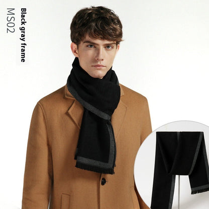 Simple Plaid Artificial Cashmere Warm Scarf