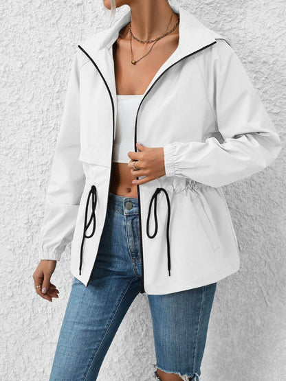 Ivy Lane Drawstring Zip Up Hooded Jacket for Women