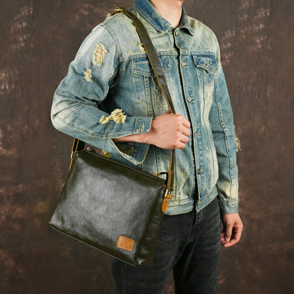 Mens Large-Capacity Leather Shoulder Bag