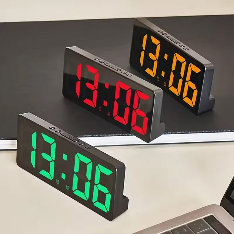 Multifunctional LED Digital Clock: Features number display, color nightlight, temp, calendar, alarm. Large size, backlit, great