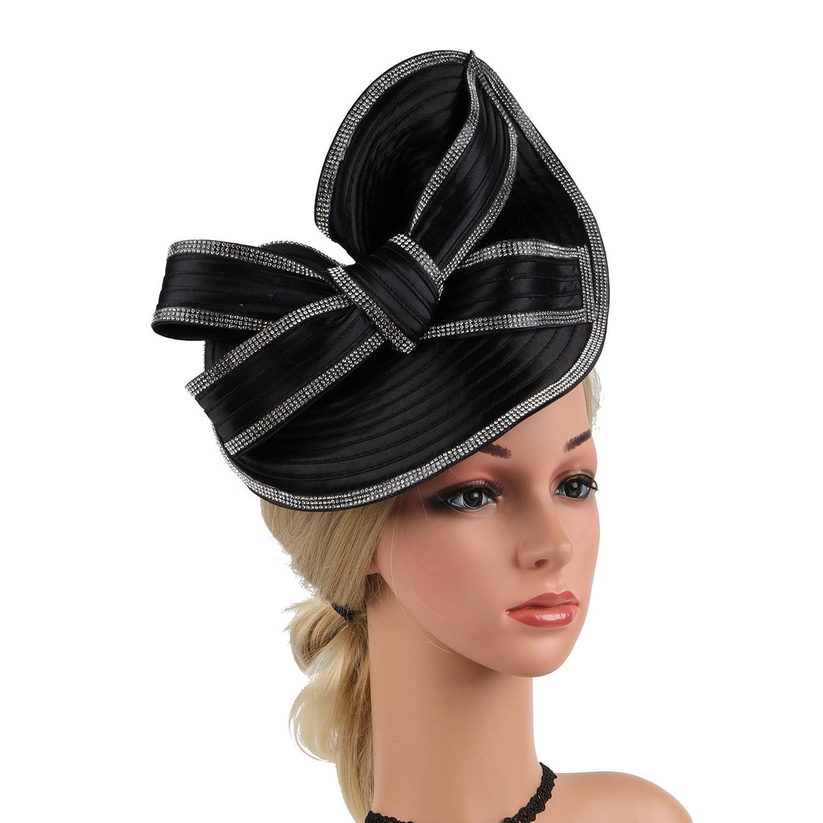 Hemp top hat black white diamond headband