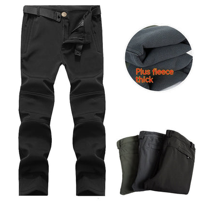Outdoor Soft Shell Loose Plus Size Fleece-lined Mountaineering Training Pants