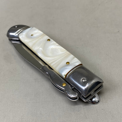 ZA@ ARMED FORCE TACTICAL Hand Crafted OTF Pocket Knife  3.5"Blade 8" Knife White Marble ST-10WP