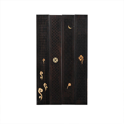 Wooden thread incense box, black sandalwood inlaid with boxwood, sleeping incense burner, incense burner, household indoor agarw