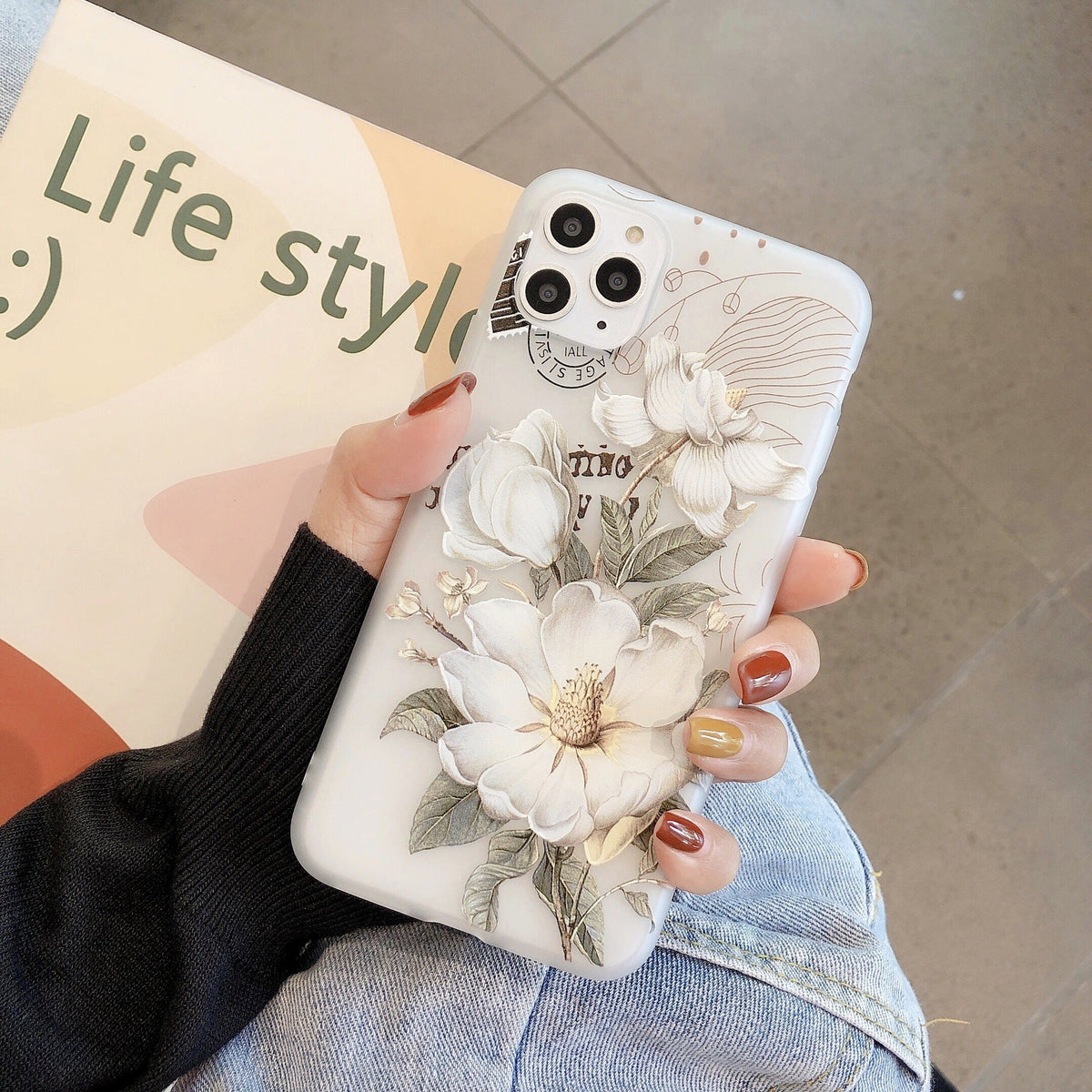 Frosted Transparent Creative Flower Phone Case