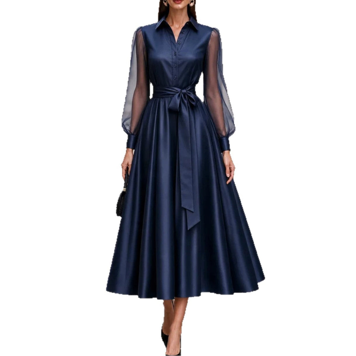 Mesh Long Sleeve Dress Women