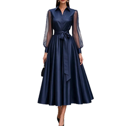 Mesh Long Sleeve Dress Women