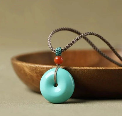 High Porcelain Turquoise Bread Ring Safety Buckle