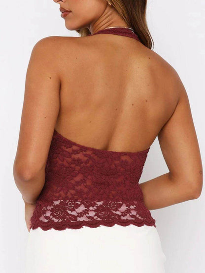 Lace Backless Halter Neck Cami for Women - Trendy Style