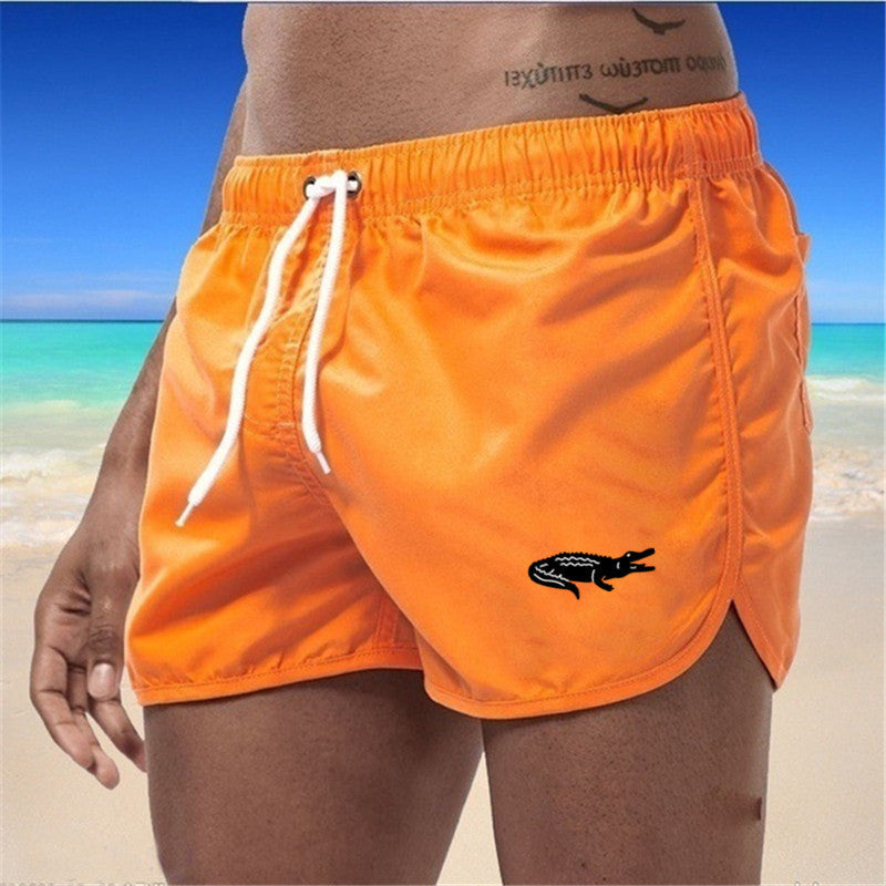 Mens Fashionable Beach Shorts Polyester Multi-Color Sports Three-Quarter-Length Shorts
