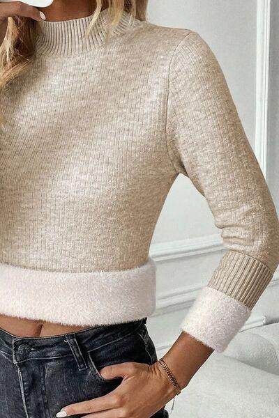 Mock Neck Long Sleeve Sweater for Women Comfortable Fit