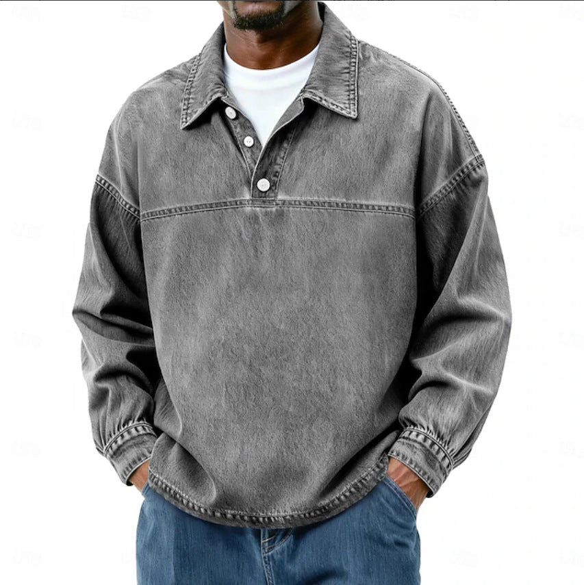 Men's Solid-Color Casual Long-Sleeve Top