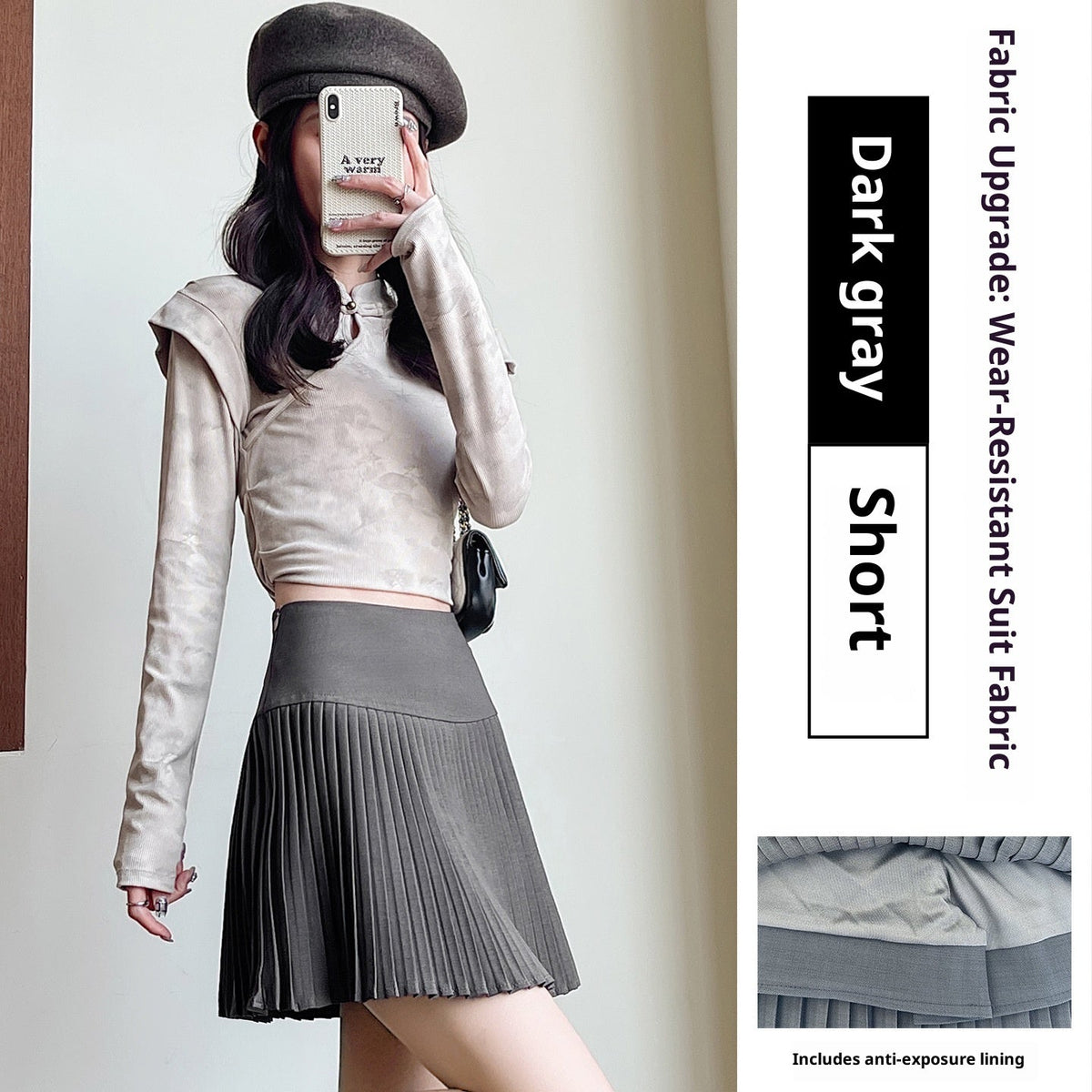 Woolen Slim Pleated Skirt For Women