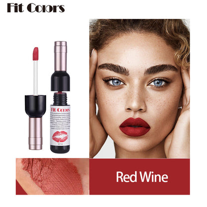Fit Colors Red Wine Bottle Non-Stick Cup Matte Lip Gloss Matte Velvet Is Not Easy To Fade Lip Gloss Liquid Lipstick