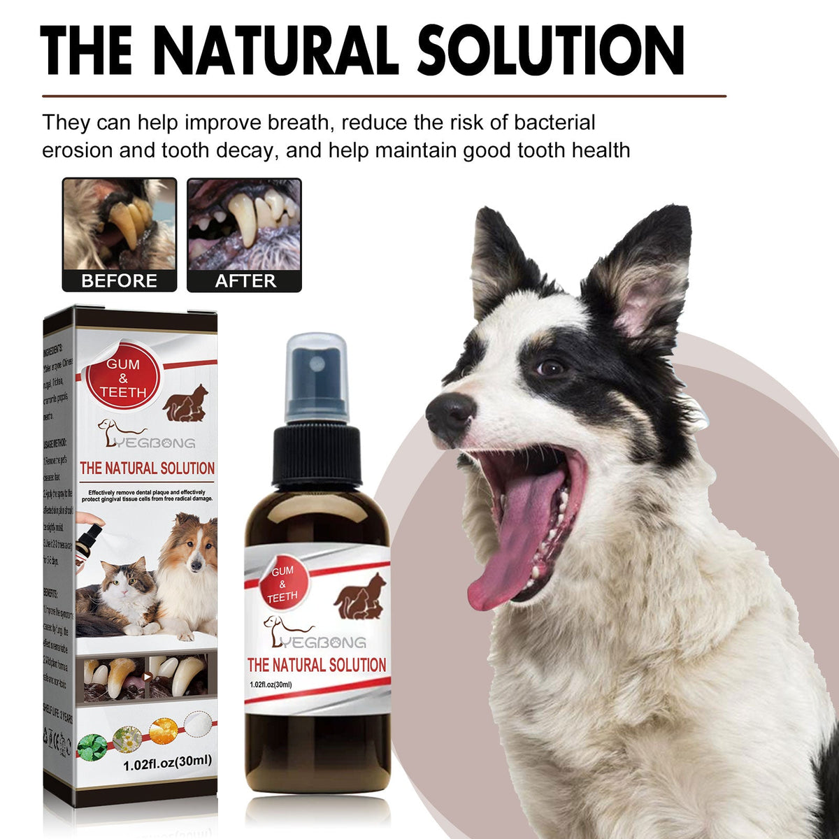 Pet Tooth Cleaning Spray, Cats And Dogs Removal Tartar Stains Bad Breath Oral Cleaning Spray