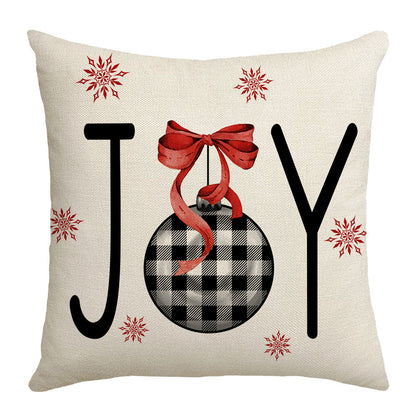 Grid Christmas linen pillowcase, Christmas tree snowflake home decoration pillowcase, sofa cushion pillowcase