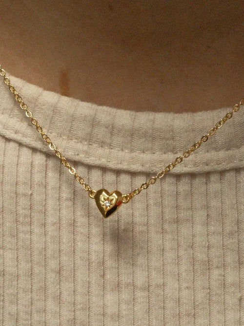 Zircon Heart Pendant Necklace
