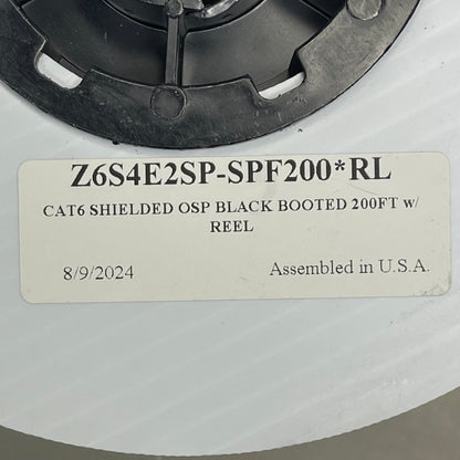 CAT6 Shielded OSP Black Booted Cable 200 ft Z6S4E2SP-SPF200*RL