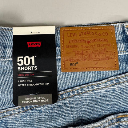 LEVIS 501 Original Fit High Rise Shorts Medium Wash Women's Sz 32 Mega Vibe Blue