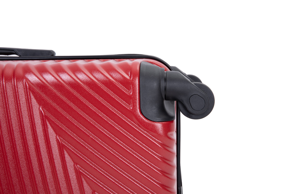 3 Piece Luggage Sets PC+ABS Lightweight Suitcase with Two Hooks Spinner Wheels (20/24/28) Red