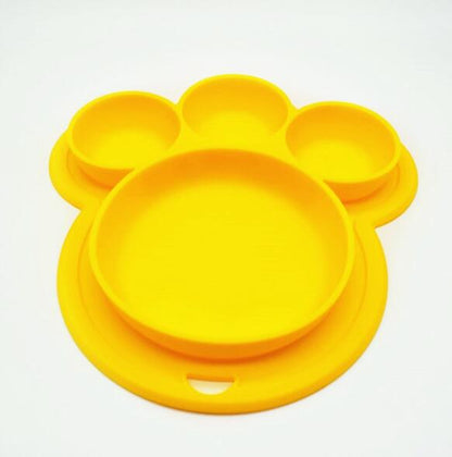 Kids Food-grade Silicone Home Dinner Dish Baby Plate Tableware Bear Paw Shape Children Training Cartoon Bowls Suction Toddler