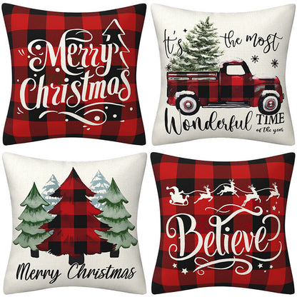 Black and red checkered car letter pillow cover, Amazon home sofa cushion cover, holiday pillow