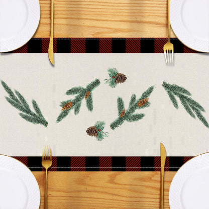 Red car printed table flag Christmas red black checkered linen living room decoration tablecloth
