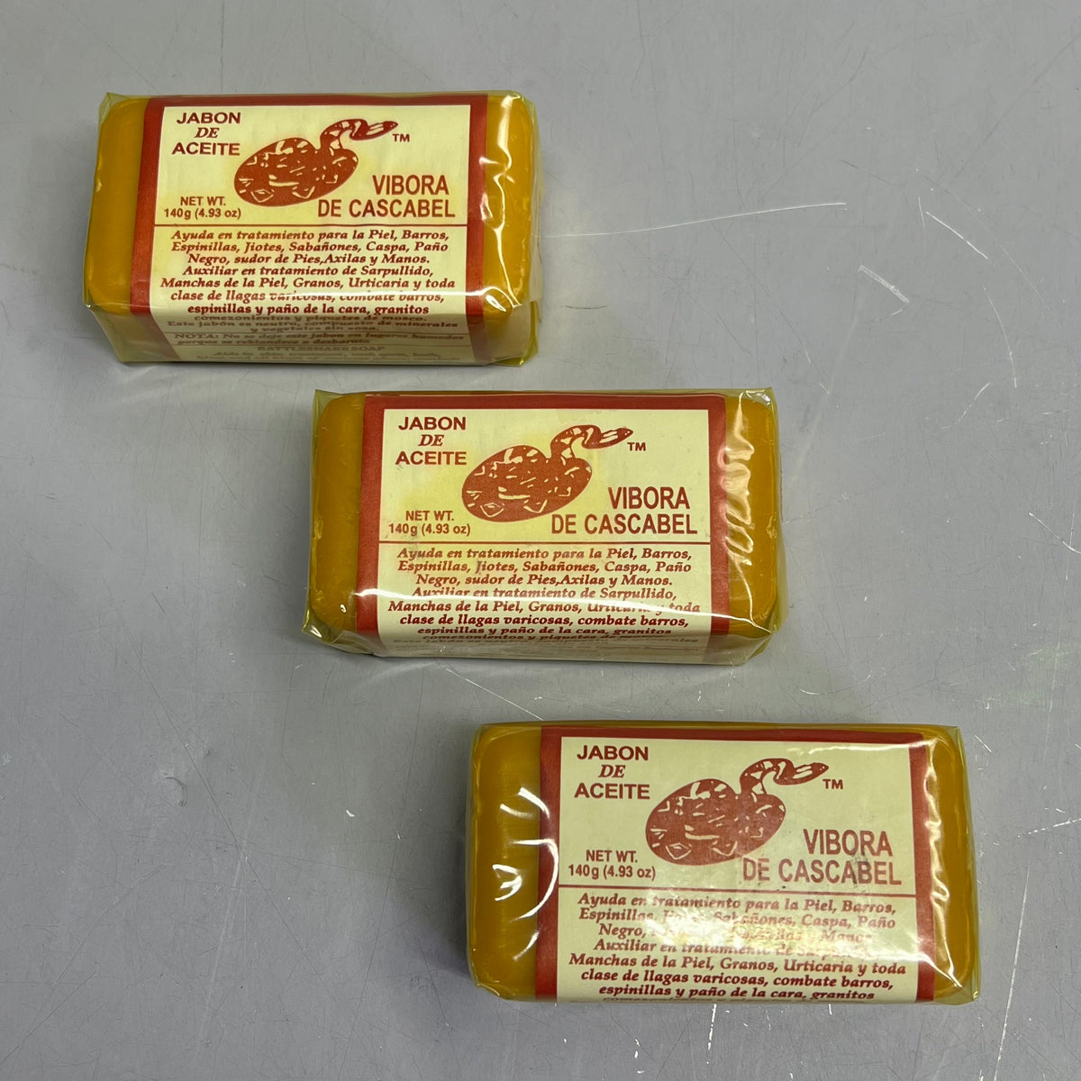 JABON DE ACEITE (3 PACK) Vibora De Cascabel Rattlesnake Soap 4.93 oz Yellow