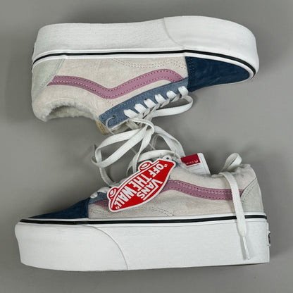 VANS Old Skool Pig Suede Sherpa Stackform Mens SZ 4 Women's SZ 5 Pink/Blue/Green