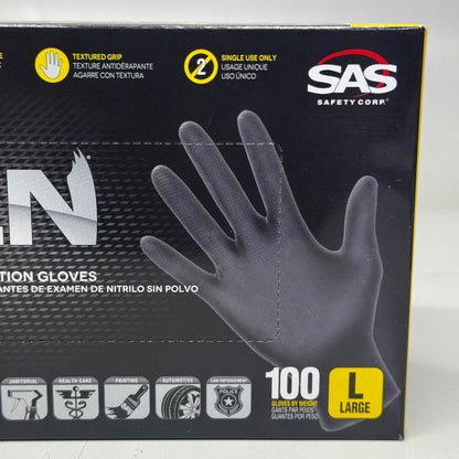 RAVEN (200 Gloves) Powder Free Nitrile Examination Gloves L Black 66518