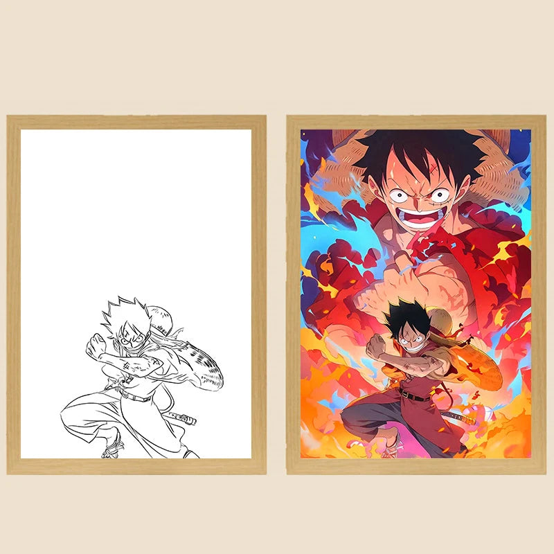 One Piece Creative Photo Frame Night Light Toy Anime Character Luffy Zoro Night Light Bedside Decoration Painting Christmas Gift