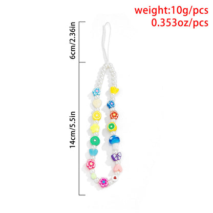 Minimally colored daisy fruit phone chain accessories creative mushroom bead bag pendant keychain