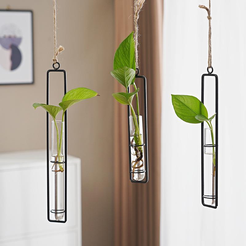 Scandinavian-Style Glass Hydroponic Vase for Living Room with Creative Hanging Door Decor and Wall Ivy Plant Water Cultivation Transparent Pot