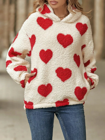 Heart Pocketed Dropped Shoulder Hoodie