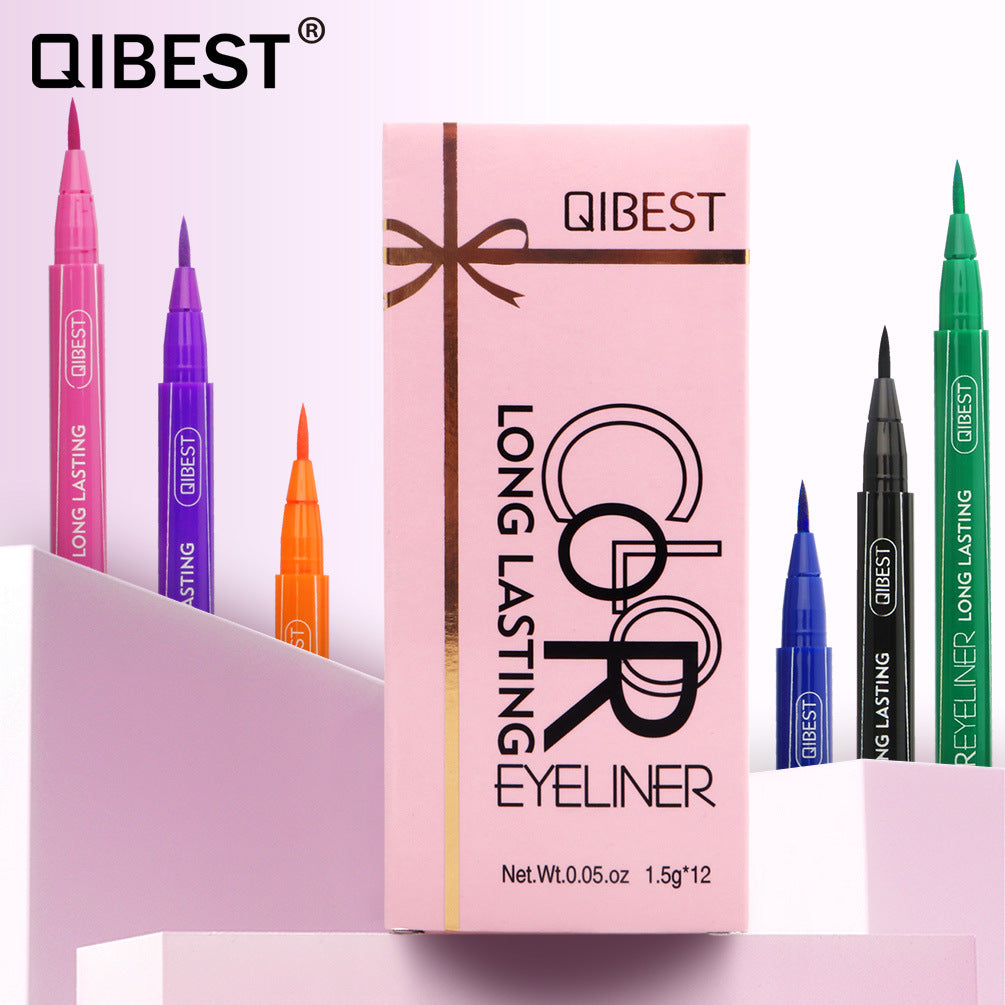 QIBEST Coloured Eyeliner Pen Waterproof And Non Coloured Eye Liner Ins Super Fire Coloured Pencil