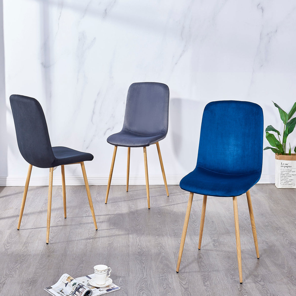 Dining Chair 4PCS（BLUE）Modern style New technology Suitable for restaurants cafes taverns