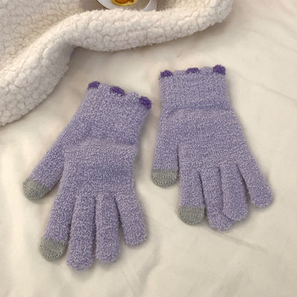 Winter Fingerless Knitted Gloves Touchscreen Warm Windproof