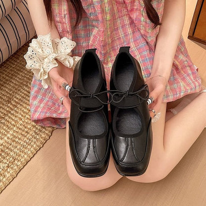Women Minimalist Elastic Lace-Up Front Tie Bow Flats Casual Daily  Matching