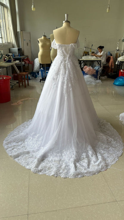 Off-Shoulder French Wedding Dress