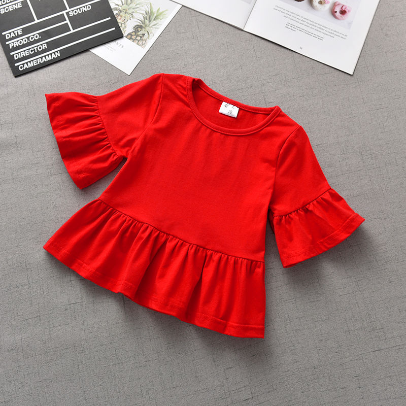 Children's Ruffled Sleeve T-shirt Summer Bottoming