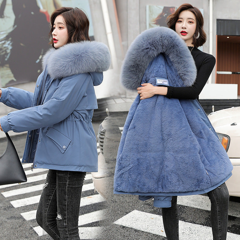 Large Fur Collar Mid Length Pie Overcoming Women