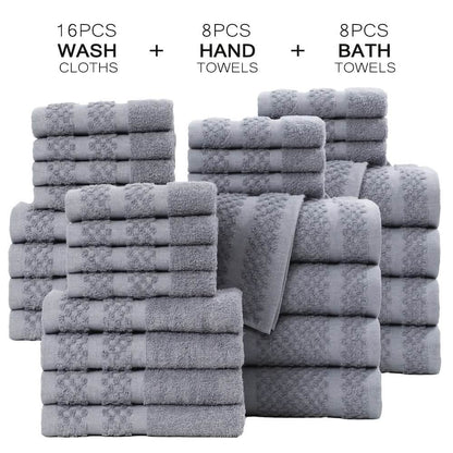 Gray Cotton Bath Towel Set (10–32 pcs)