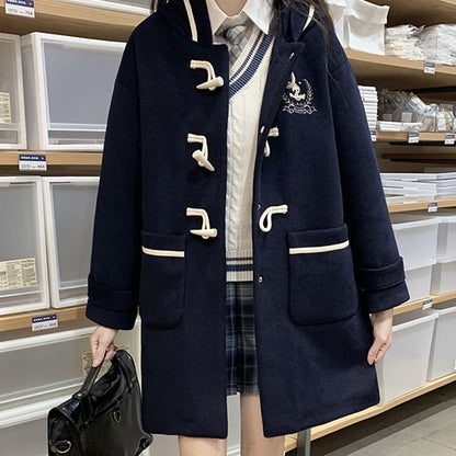 Middle School Student Winter Clothing Large Woolen Coat Female