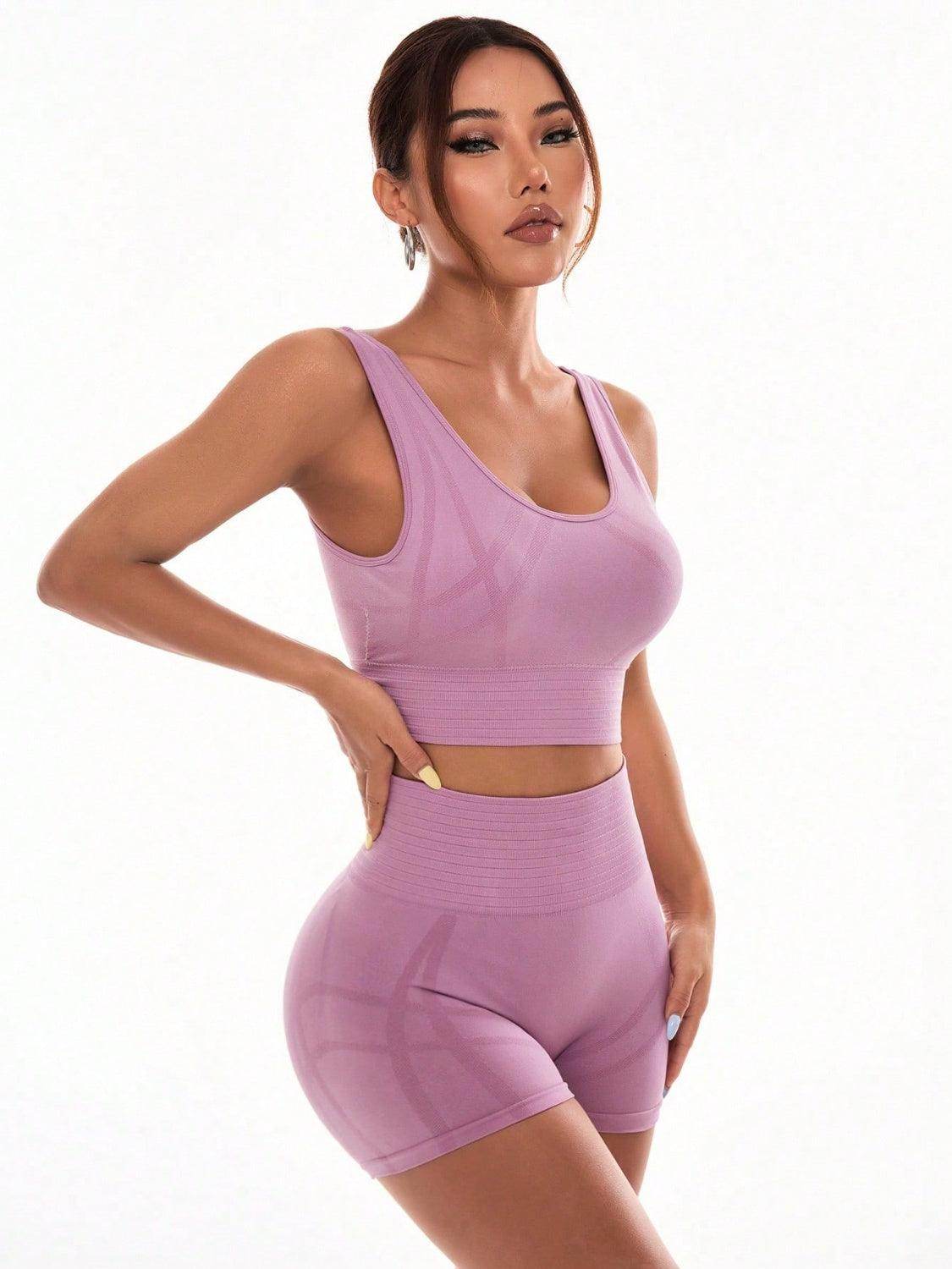 Scoop Neck Wide Strap Top and Shorts Active Set For Women