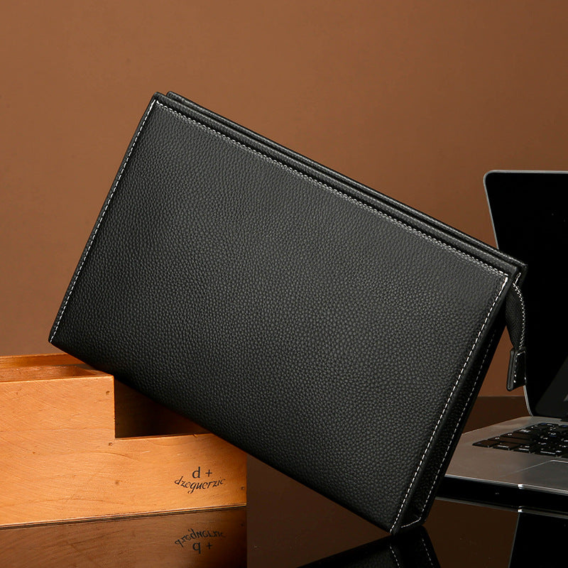 New Clutch Men's Briefcase Soft Leather Fashion Trendy Casual Business