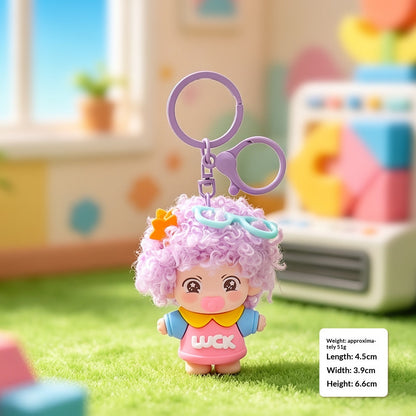 Curly-haired Dopamine Pacifier Doll Keychain Pendant
