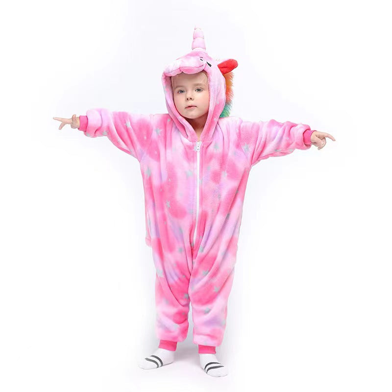 Flannel Children's Animal One-piece Pajamas