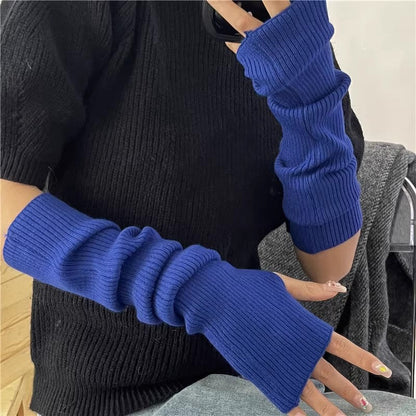 Versatile Gloves For Girls Arm Warmers Knitted Sleeves Long Fingerless Covers