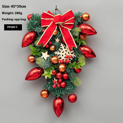 Christmas Decoration Upside Down Christmas Tree Horn Rattan Christmas Wreath