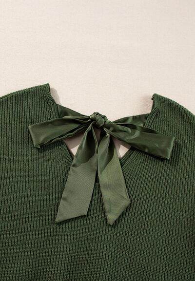 Tied Back V-Neck Long Sleeve Sweater for Women Fashion